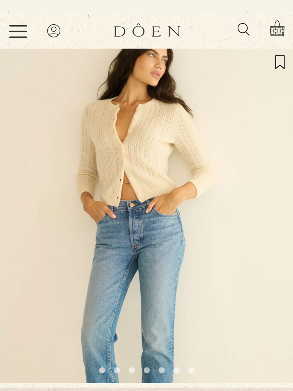 NWT//DOEN // DANAE CASHMERE CABLE CARDIGAN // DOGWOOD // Small